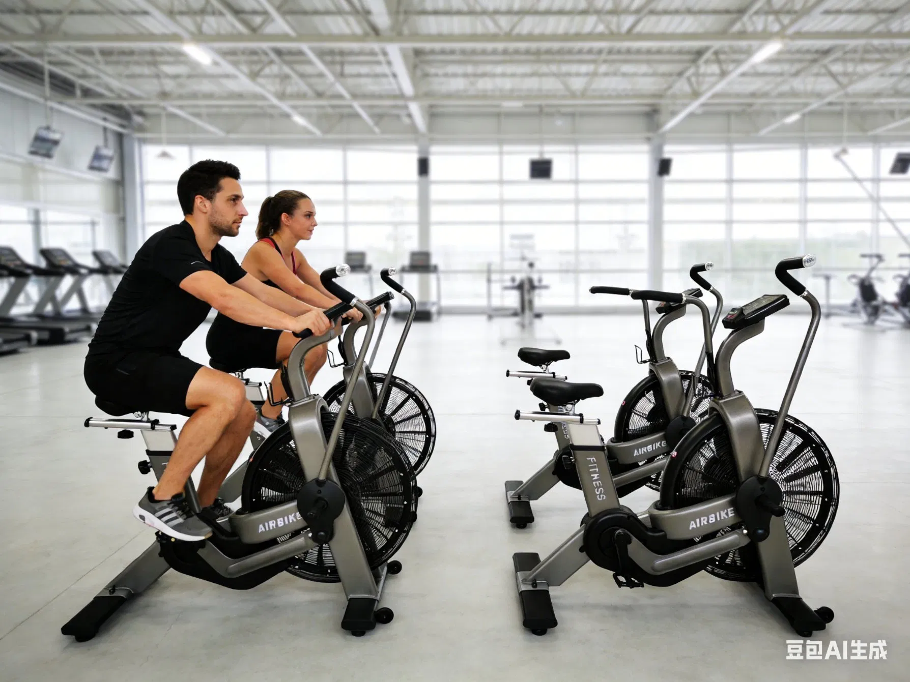 Upgraded Cardio Gym Equipment Adjustable Resistance Spinning Air Exercise Bike