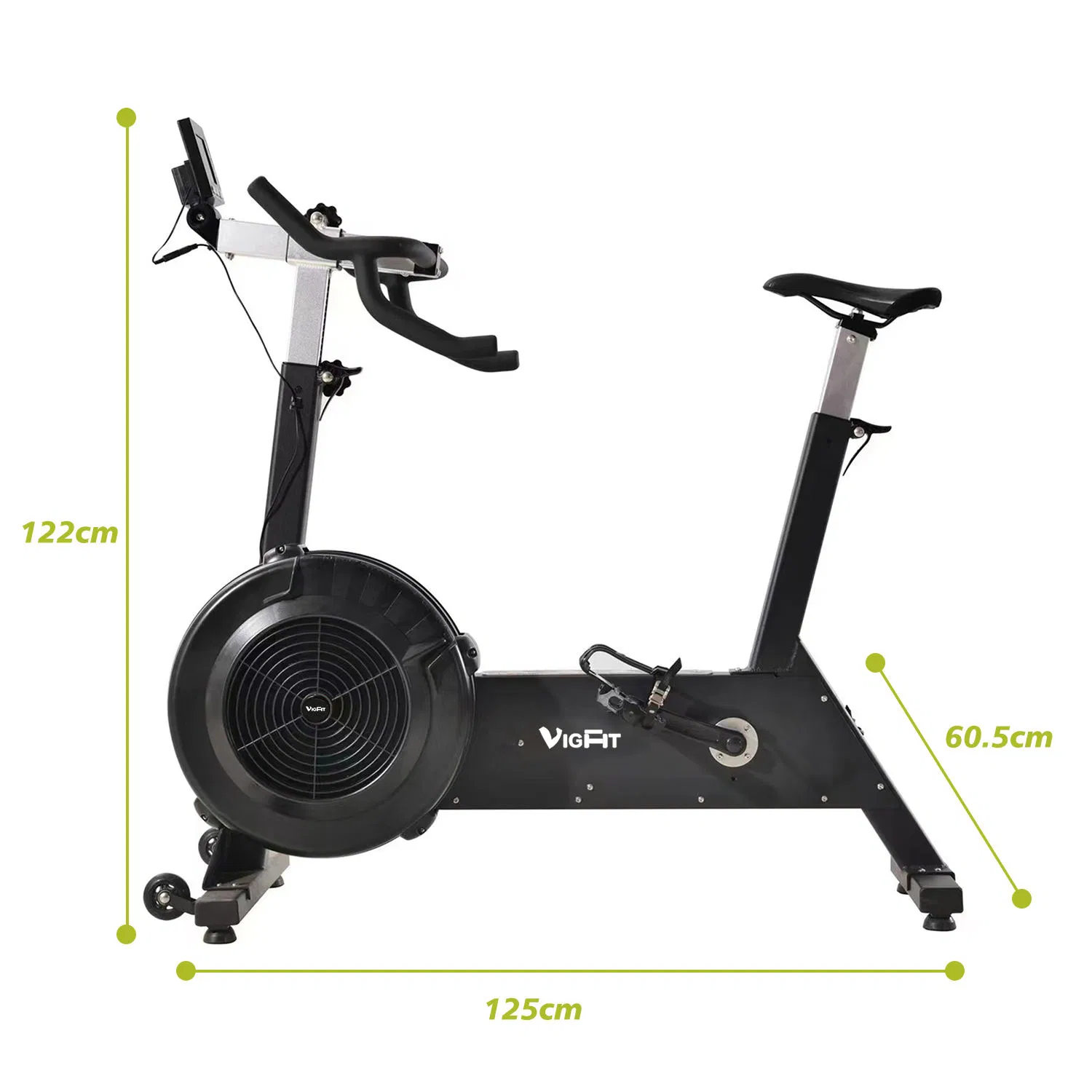 Air Resistance Exercise Bike with Flywheel LCD Display Adjustable Seat