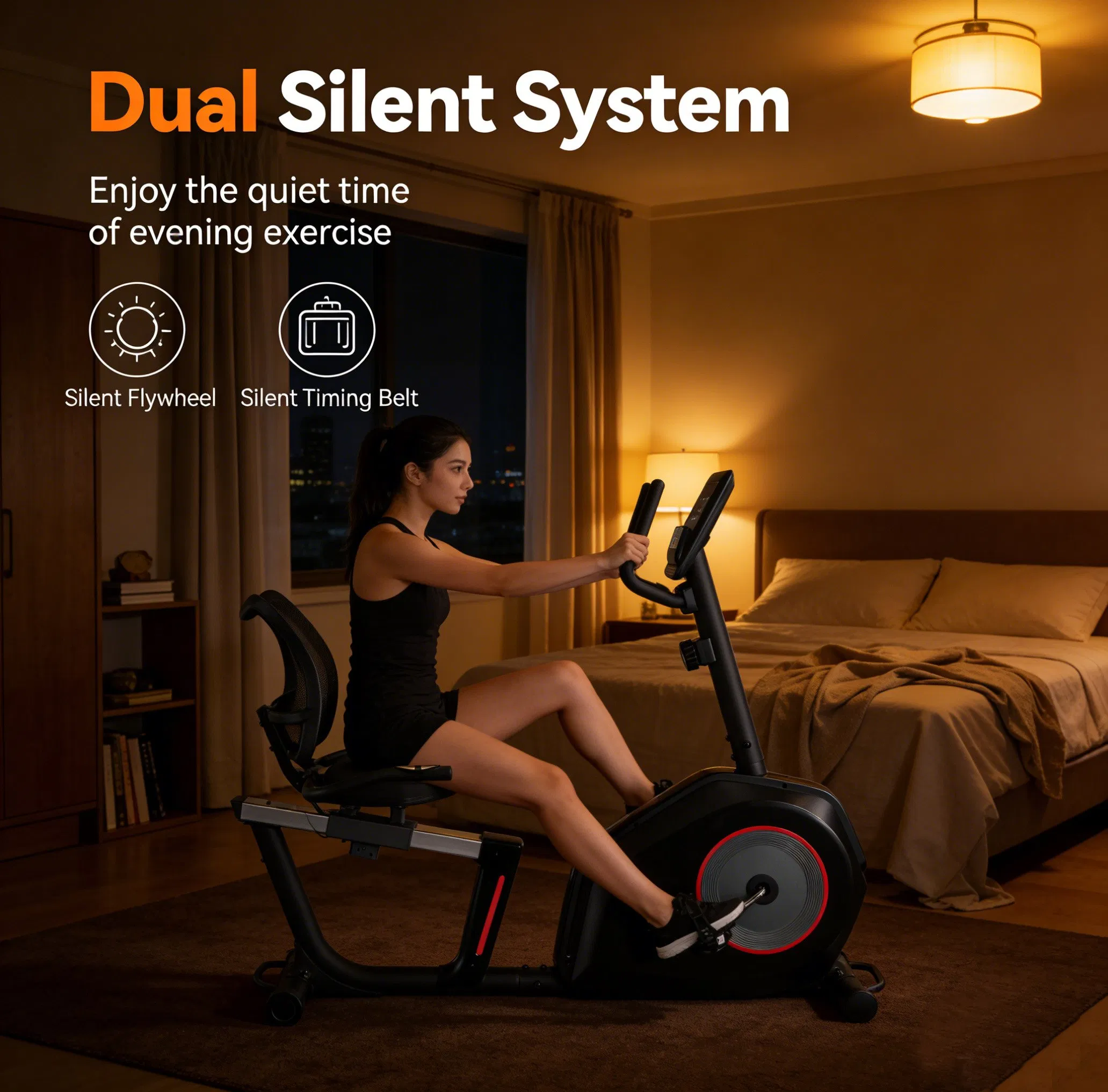 Factory Direct High Quality Magnetic Recumbent Exercise Bike for Home Use with 8 Levels of Magnetic Resistance by Manual