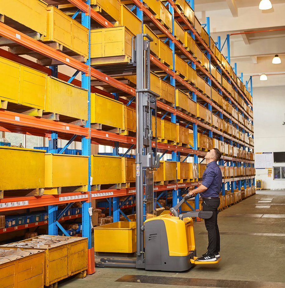 Electric Lift 1ton 1.2ton 1.5ton Portable Forklift 24V Battery Rider Pallet Stacker