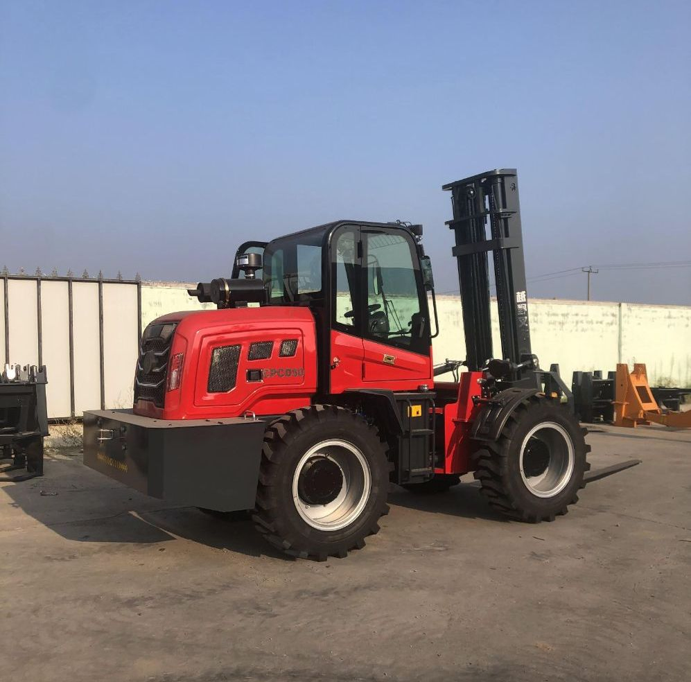 Cheaper Rough All- Terrain off Road Forklift Four Wheel Drive All-Terrain Forklift 5 Ton for Sale