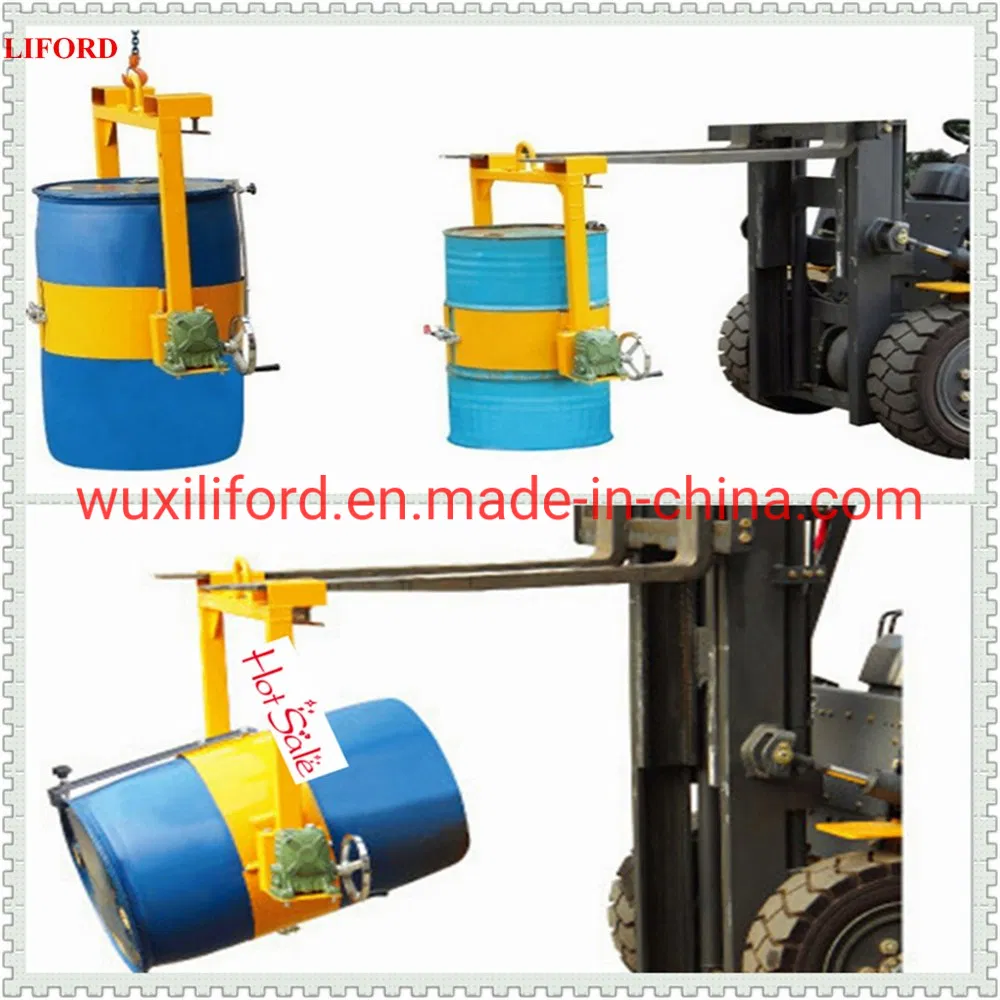 Chinese Manufacturer 400kg Forklift Attachment Hand Drum Rotator Manual Drum Lifter with Manual Tilting Forklift Drum Rotator Drum Dispenser Drum Lifter Lm800