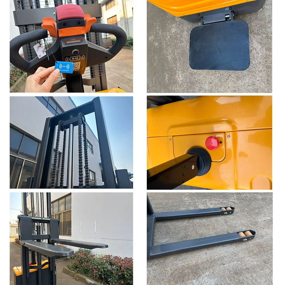 1ton 1.5ton 2ton Load Capacity Standing Battery Operated Fork Full Electric Mini Pallet Jack 1.6m-3.5m Electric Stacking Pallet Truck Stacker