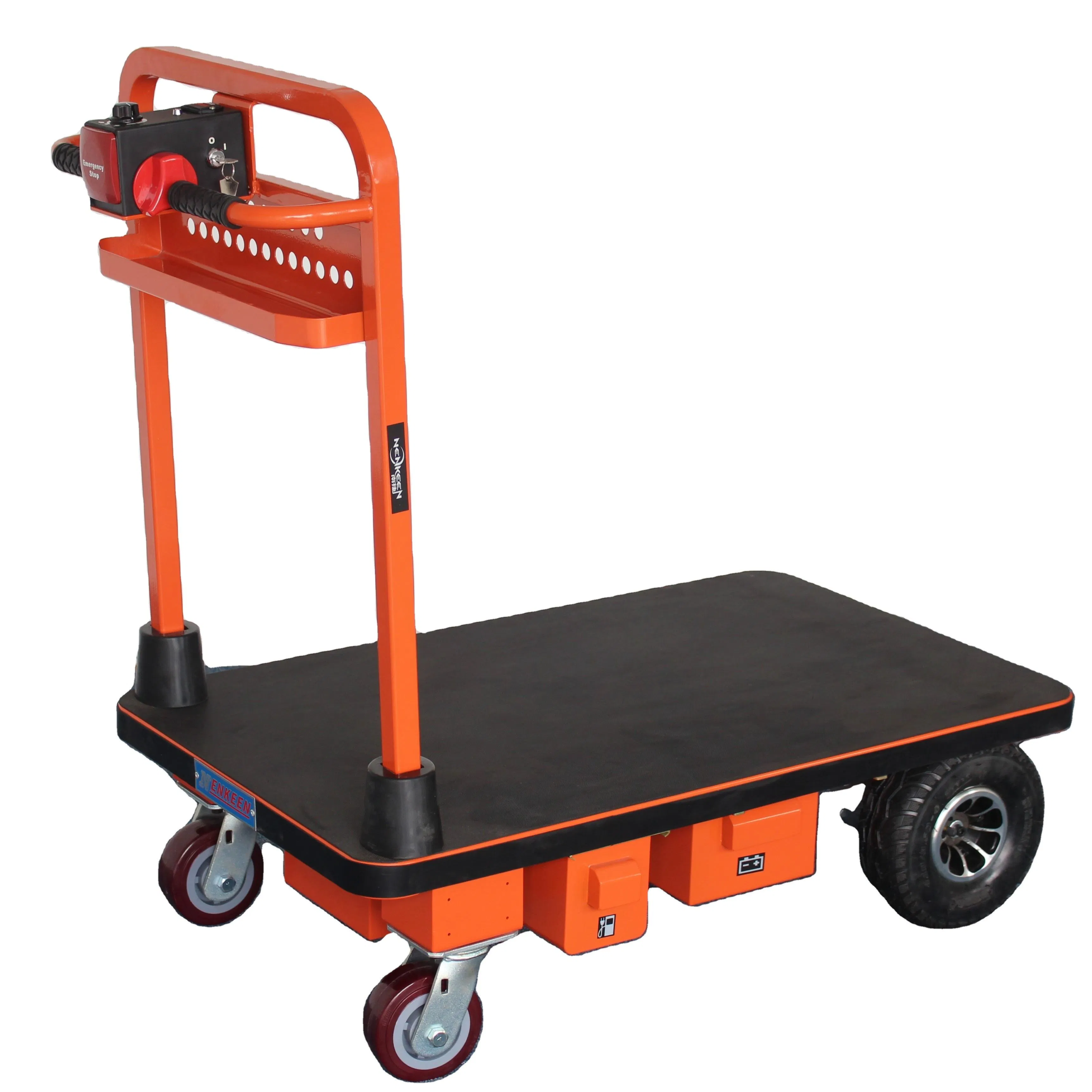 2025 Nenkeen Industrial Motorized Platform Trolley 500kg Capacity Steel Material Handling Equipment Tool Folding Hand Cart