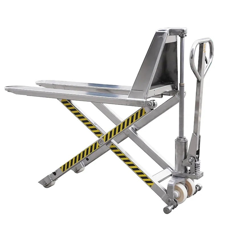 Factory Outlet Nylon PU Wheel Manual Hydraulic High Lift Scissor Lift Hand Pallet Truck Jack Manual Pallet Forklift Truck High Lift Pallet Lifter for Wholesale