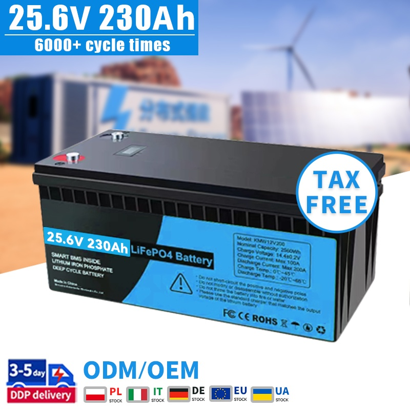 مجموعة بطاريات OEM ODM LiFePO4 24V (25.6V) 230ah لتخزين الطاقة الشمسية 50ah 100ah 2 400ah خيارات متاحة (12V, 24V)
