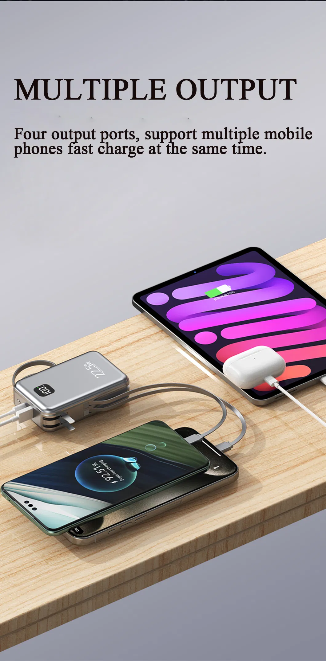 بنك طاقة تيار متردد عالي الجودة 20000mAh شحن سريع مع شعار قابل للتخصيص وخدمة OEM