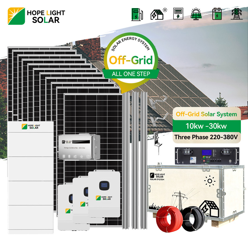 أنظمة الطاقة الشمسية المنزلية ثلاثية الطور 10kw 15kw 20kw 25kw نظام الطاقة الشمسية خارج الشبكة