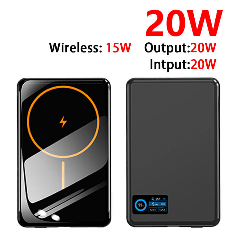 شاحن سريع مغناطيسي بنك طاقة لاسلكي شاشة ذكية TFT 20W ألمنيوم عالي السعة 10000mAh