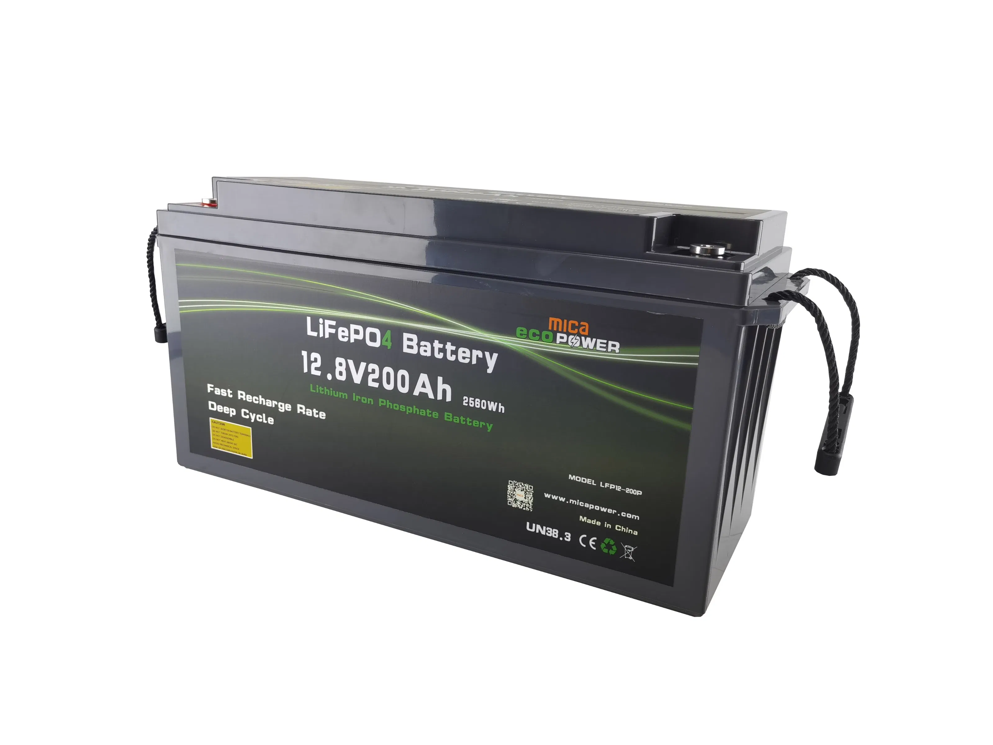 بطارية معتمدة CE/Un لأكثر من 6000 دورة 12V 200ah 2560wh بطارية فوسفات الليثيوم لشاحنة تخييم سيارة دراجة كهربائية شمسية قارب