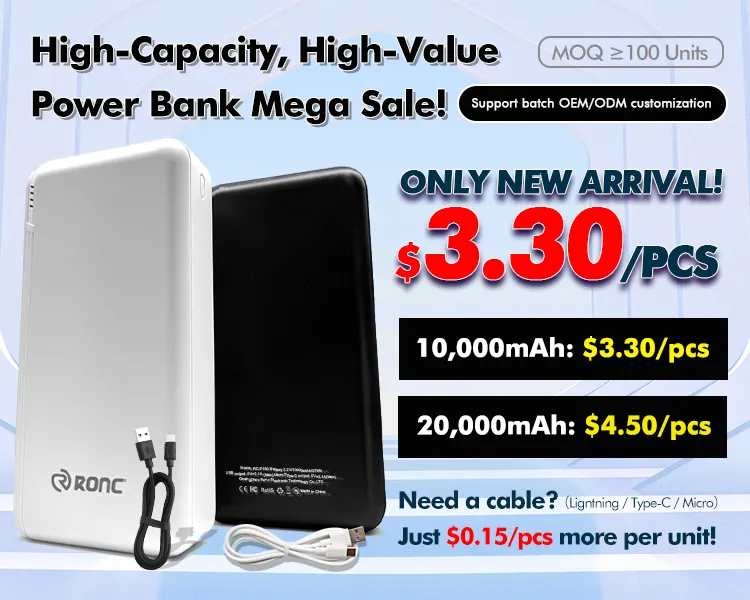 شاحن سريع 10000mAh بنك طاقة بشاحن مدمج ميكرو USB/Type-C/Lighting/ USB 4 في 1 كابل بنك طاقة محمول