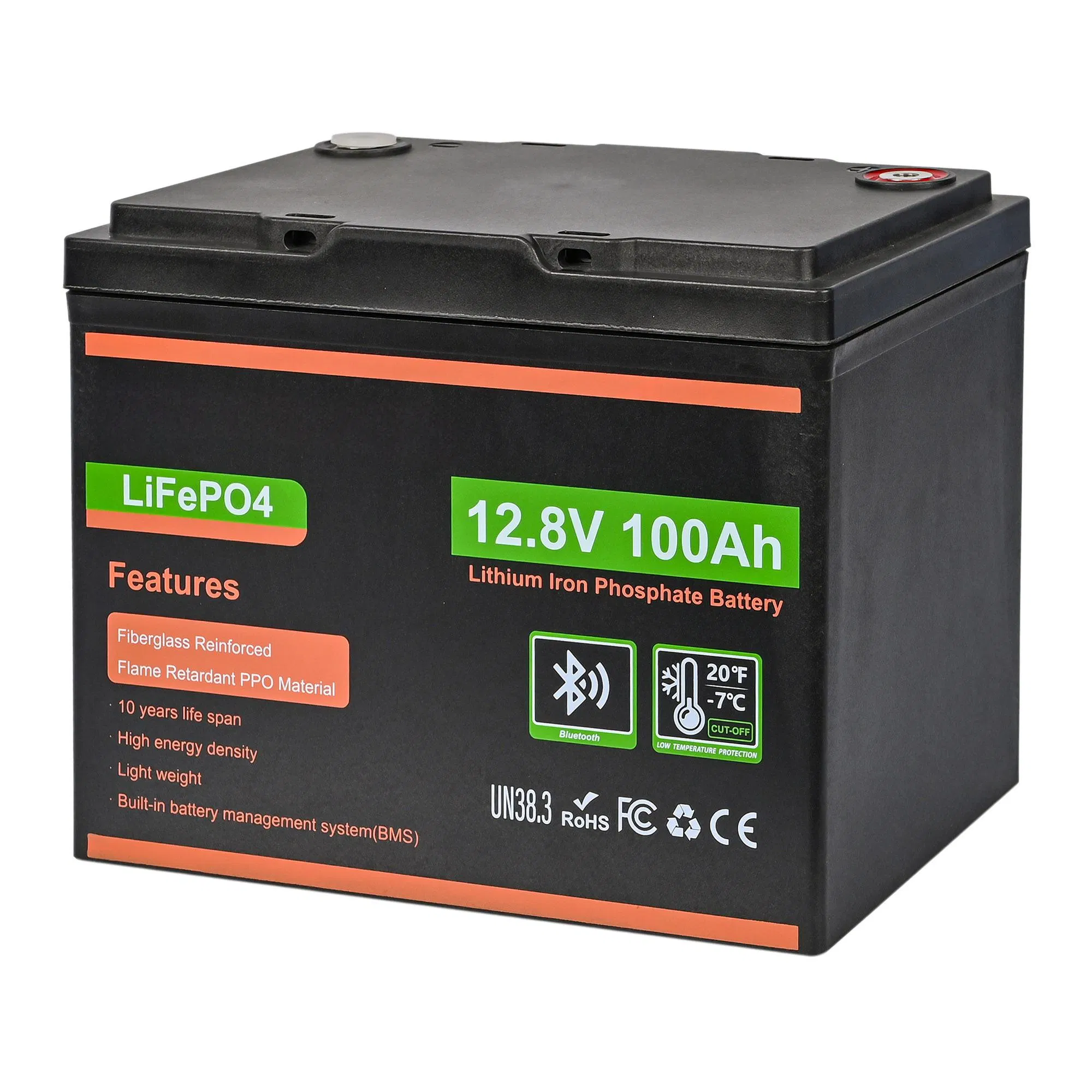 LiFePO4 12.8V 12V 50ah 100ah 200ah 300ah 400ah بطارية فوسفات الحديد الليثيوم لنظام الطاقة الشمسية