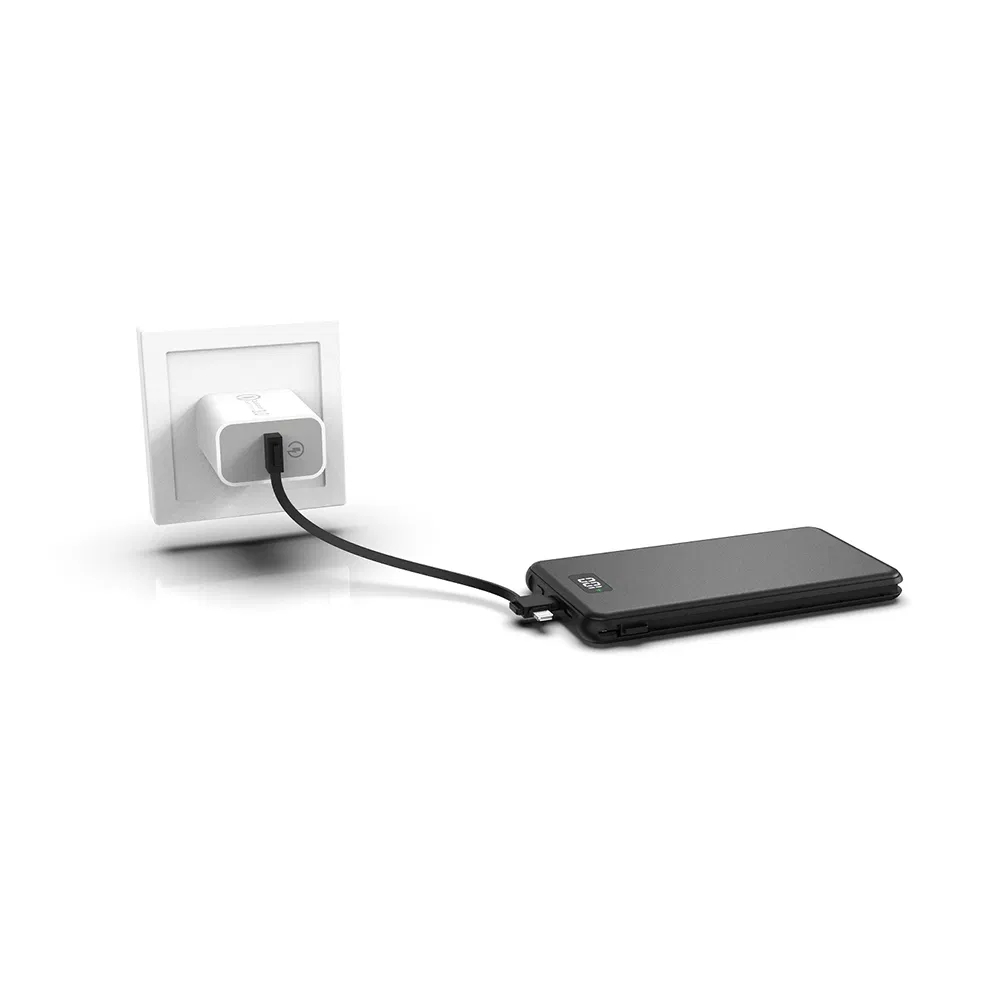 نمط شعار مخصص مع 3-in-1 كابل قابل للطي USB-a USB-C لايتنينغ بنك طاقة محمول عالي السعة عرض رقمي