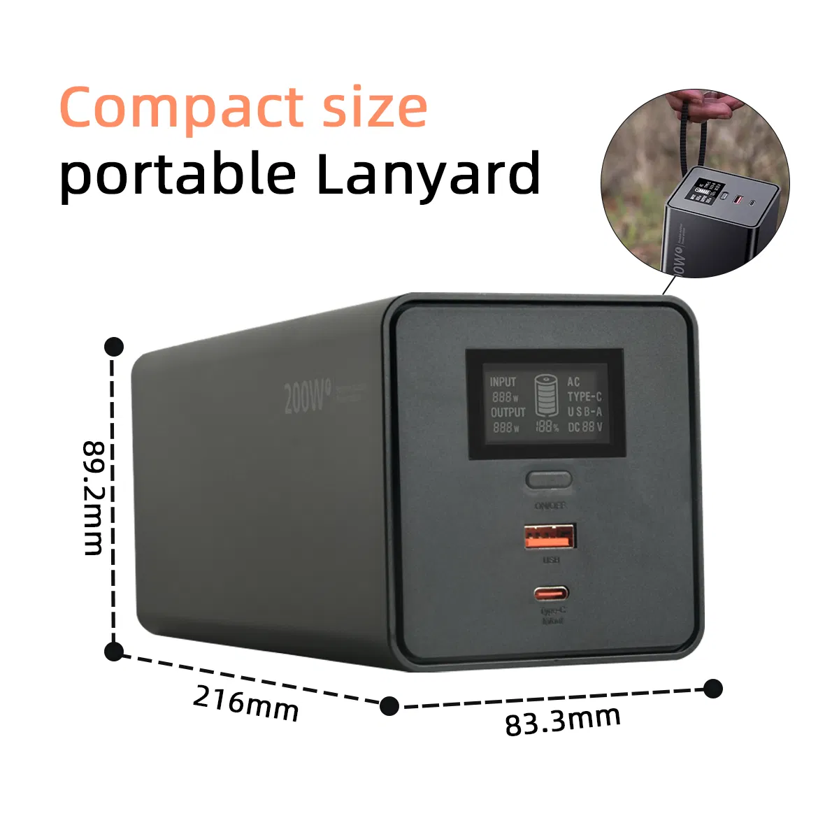 Ska200f 200W محطة طاقة محمولة 60000mAh سعة عالية 220V بنك طاقة خارجي للكمبيوتر المحمول والهاتف والتابلت