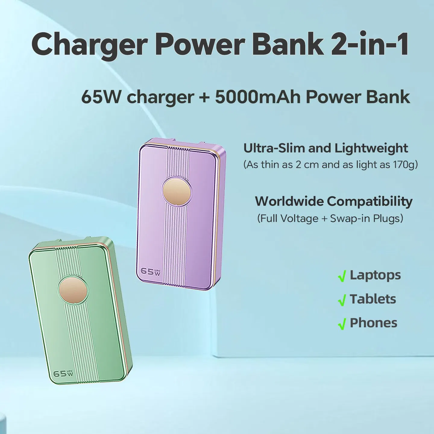 65W شاحن غاليوم نيتريد محمول 5000mAh