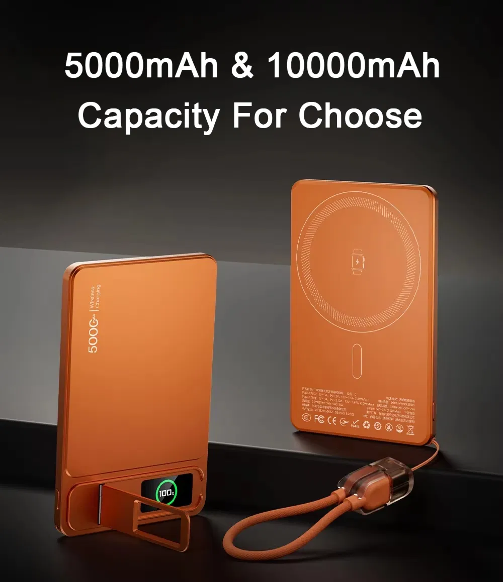 شاحن بطارية جملة بنوك طاقة رفيعة للغاية محمولة بنك طاقة نحيف لاسلكي مغناطيسي 5000mAh 10000mAh للهاتف