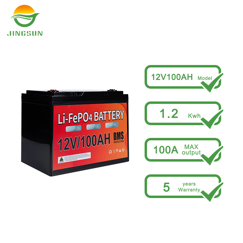بطارية طويلة العمر قابلة لإعادة الشحن 12V 100ah حزمة تخزين الطاقة الشمسية LiFePO4 للطاقة و