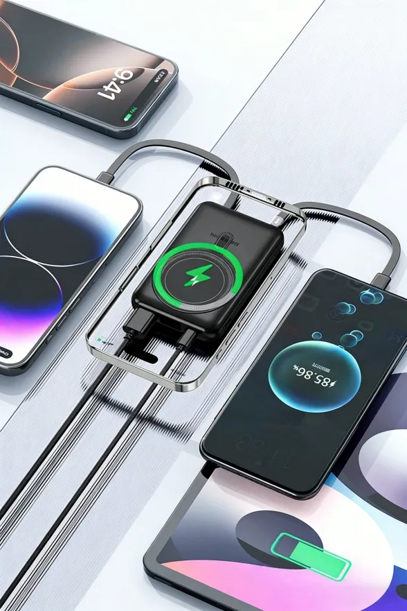 بيع ساخن 10000mAh 5in1 بنك طاقة مغناطيسي محمول