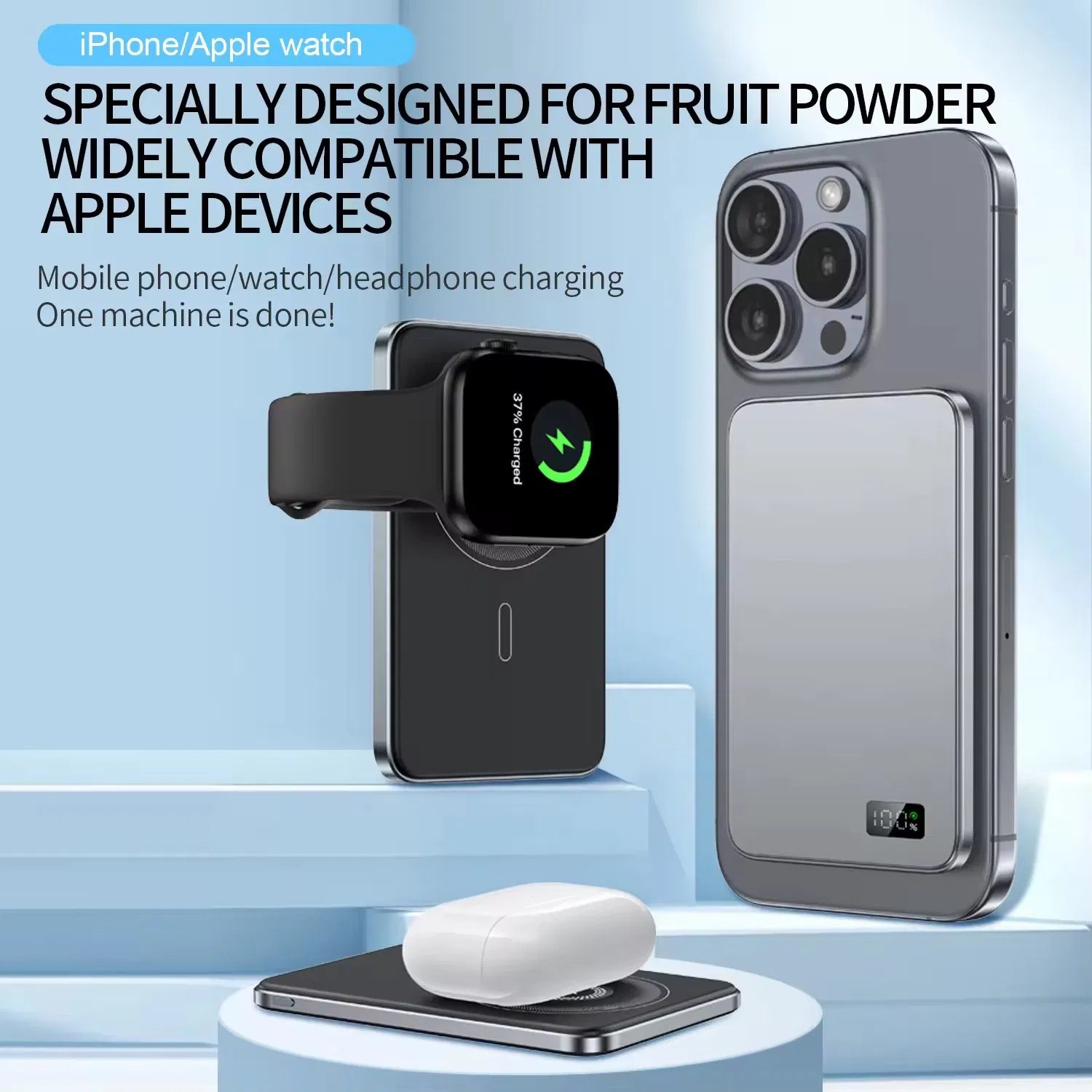 10000mAh بنك طاقة مغناطيسي رقيق لاسلكي Pd20W شاحن سريع محمول خارجي لبنك الطاقة لـ iPhone15 14 13