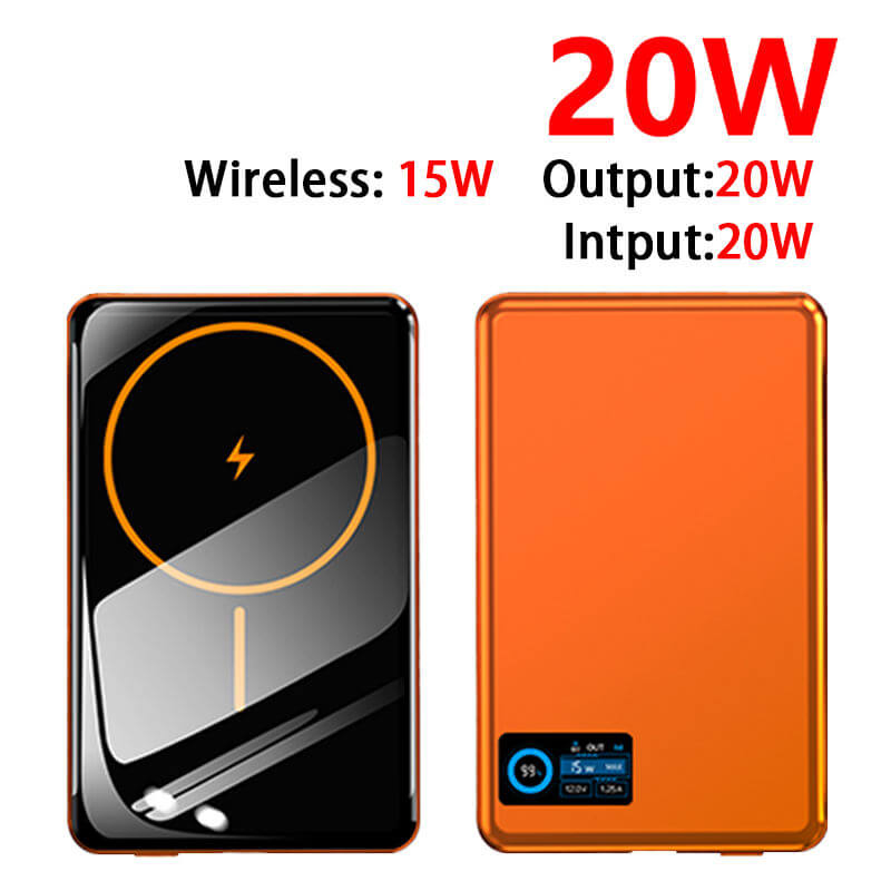 شاحن سريع مغناطيسي بنك طاقة لاسلكي شاشة ذكية TFT 20W ألمنيوم عالي السعة 10000mAh