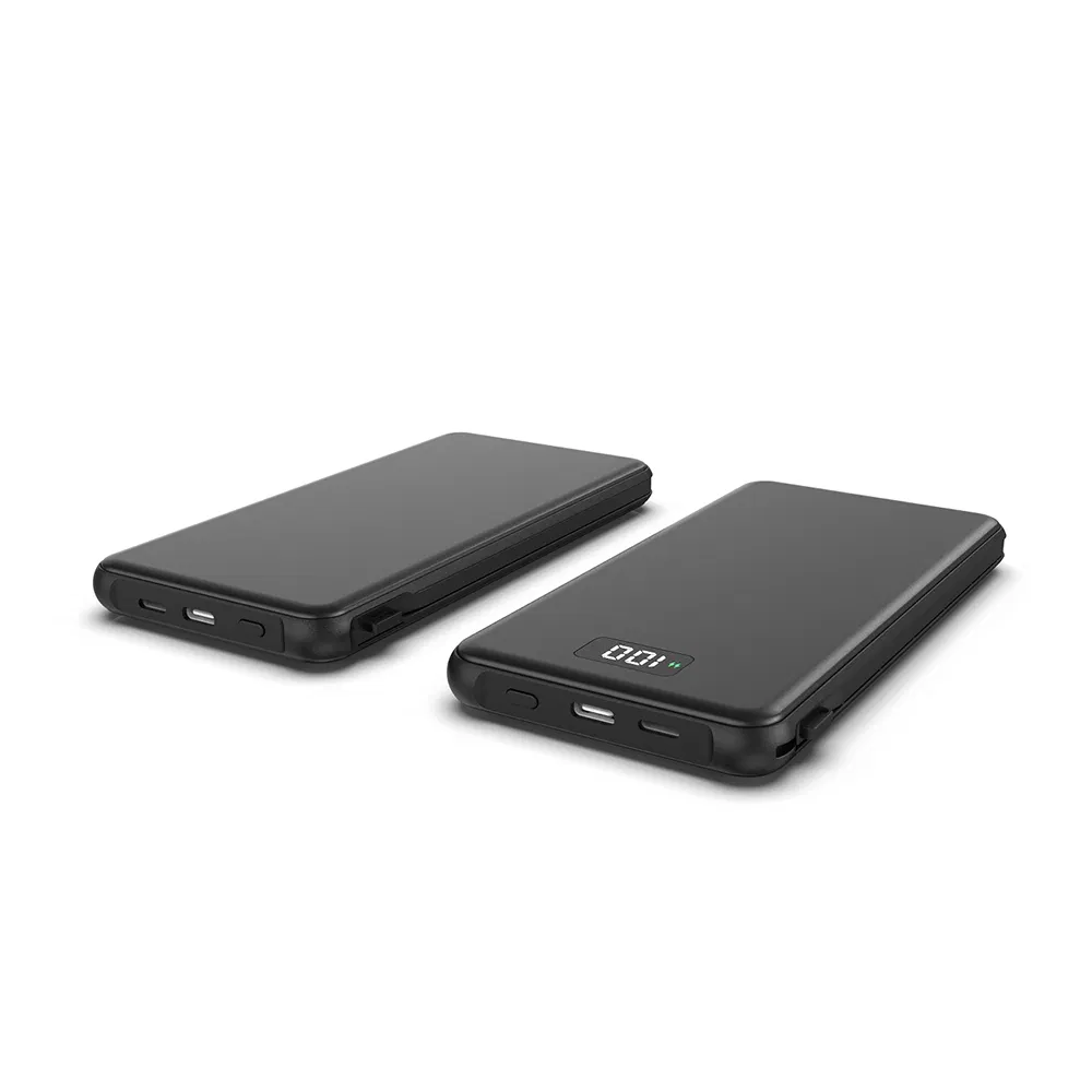 نمط شعار مخصص مع 3-in-1 كابل قابل للطي USB-a USB-C لايتنينغ بنك طاقة محمول عالي السعة عرض رقمي