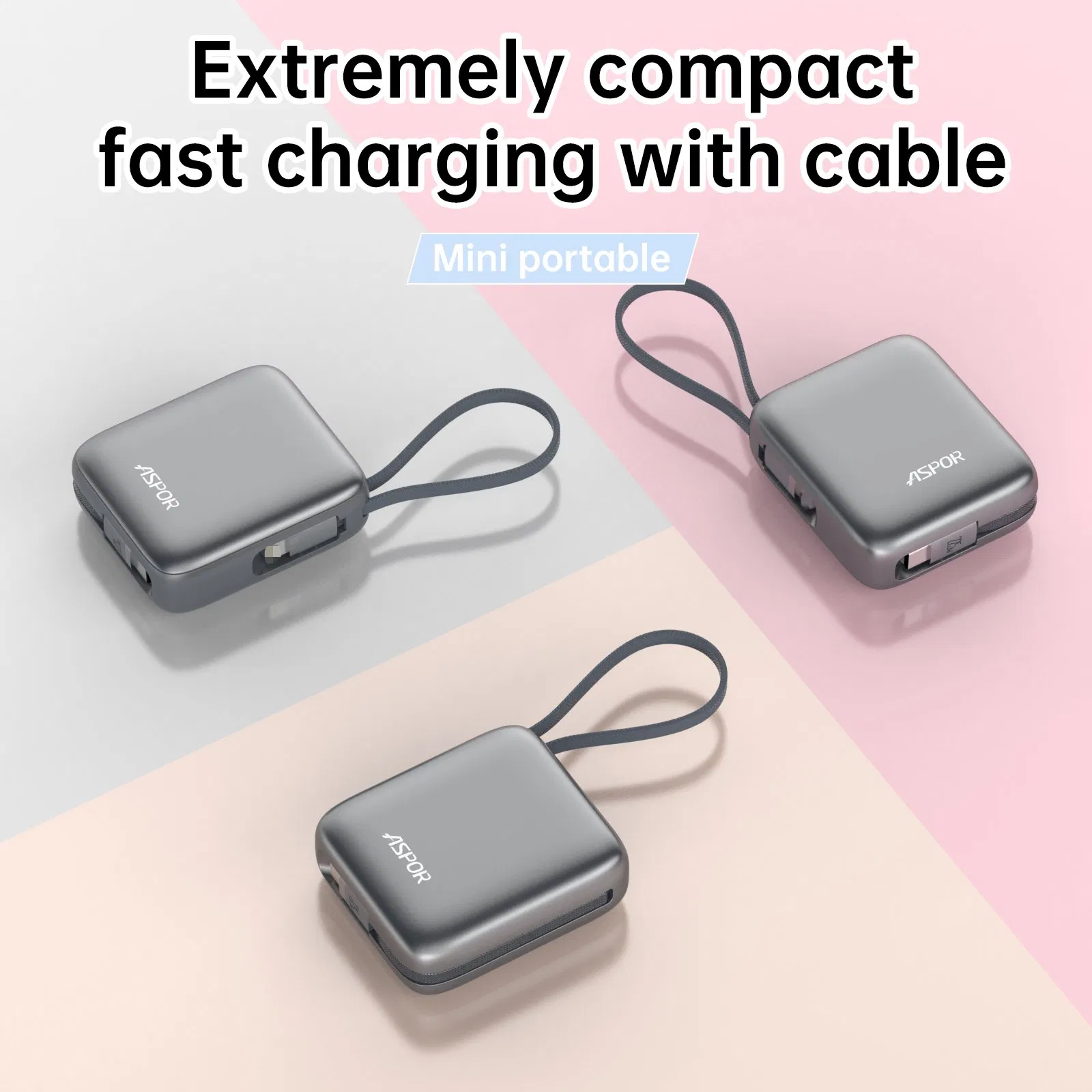 10000mAh بنك طاقة محمول معتمد من CCC بكابلات مزدوجة قابلة للسحب 22.5W شاشة LCD