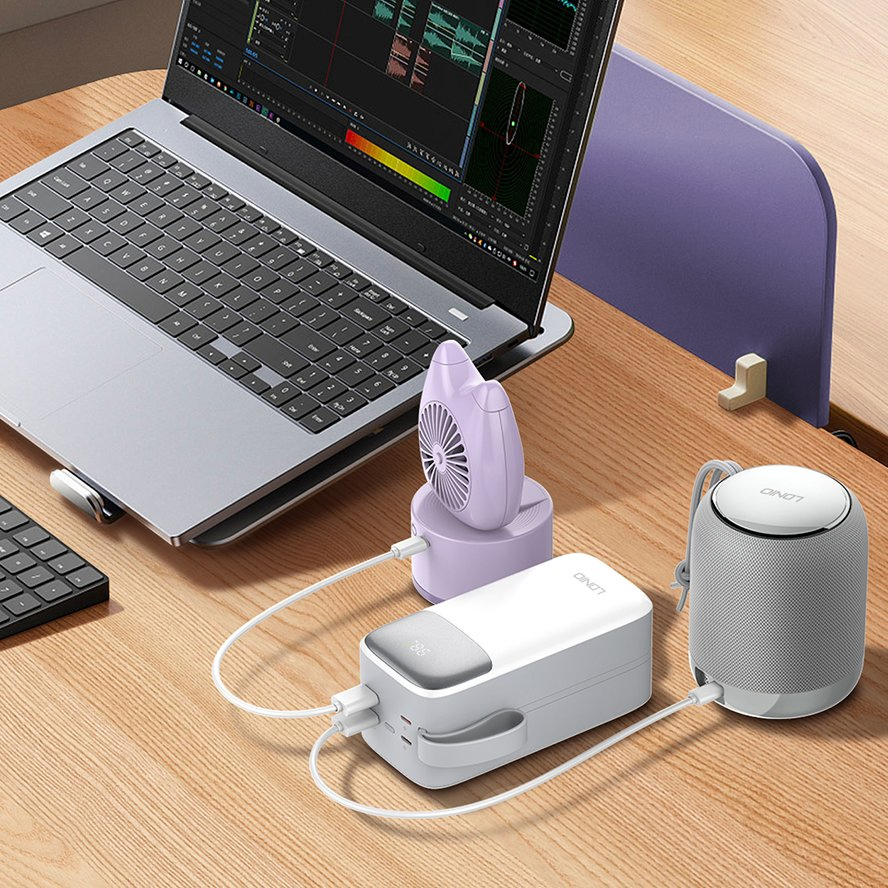 بانك طاقة سريع الشحن من ليدنيو Pq50 50000mAh مزود بكابل 4 في 1 مايكرو USB نوع-C لايتنينغ قابل للنقل بانك طاقة محمول وكيل جملة OEM ODM