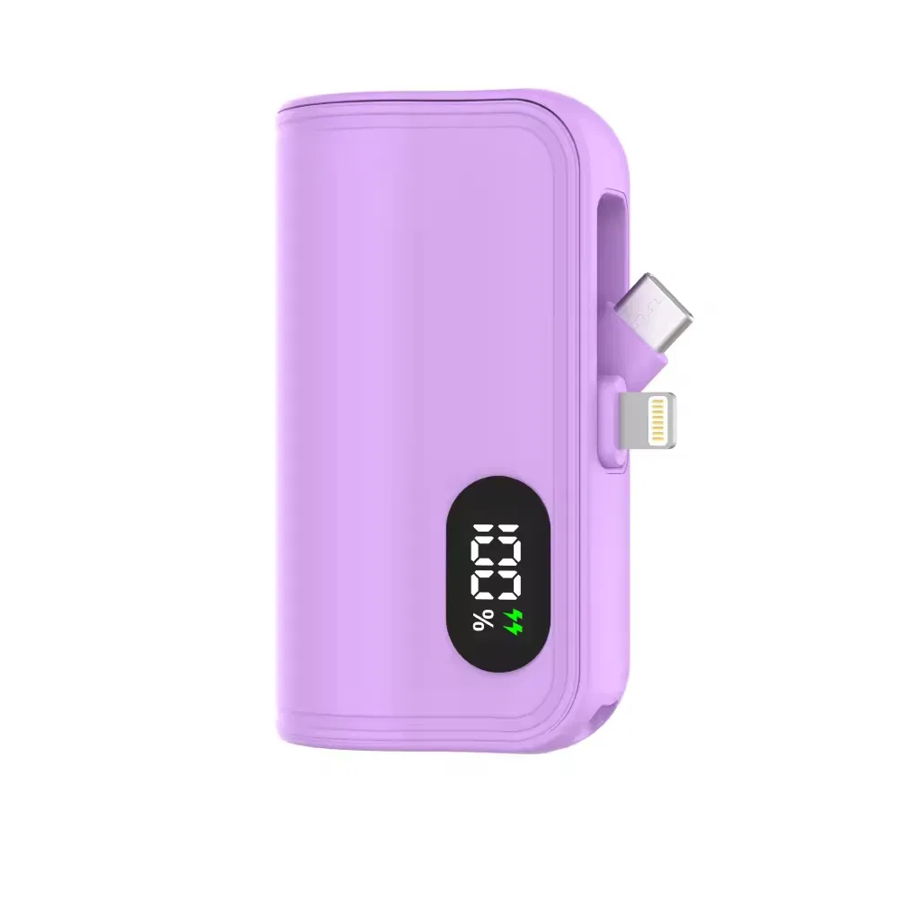 شعار مخصص بنك طاقة صغير فائق النحافة محمول في الهواء الطلق 5000mAh بنك طاقة مصغر مع كابل نوع-C مدمج شحن سريع