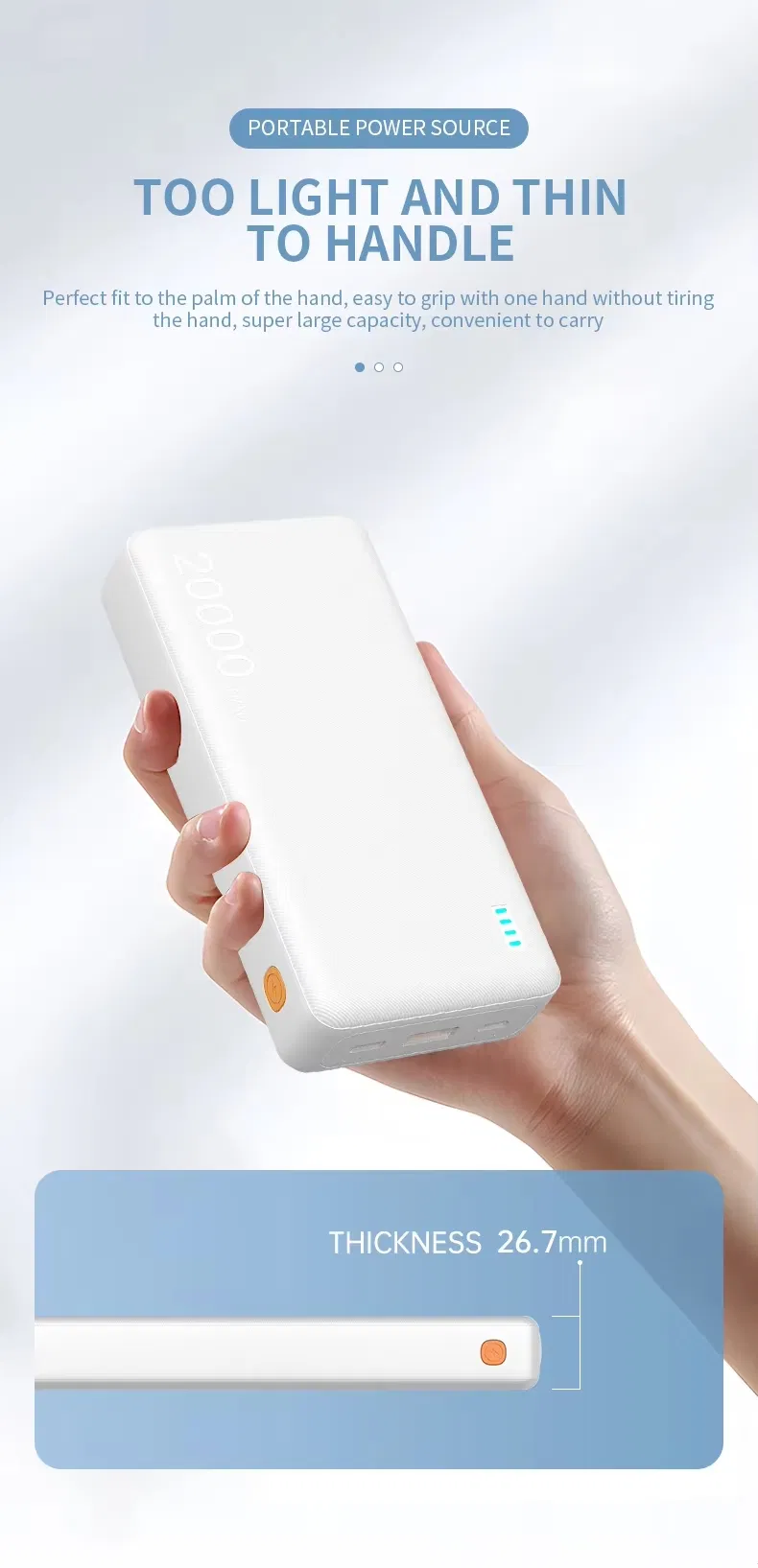 Pd35W بطارية خارجية قابلة للشحن عبر USB-C 10000mAh بنك الطاقة 20000mAh مع شعار للهاتف