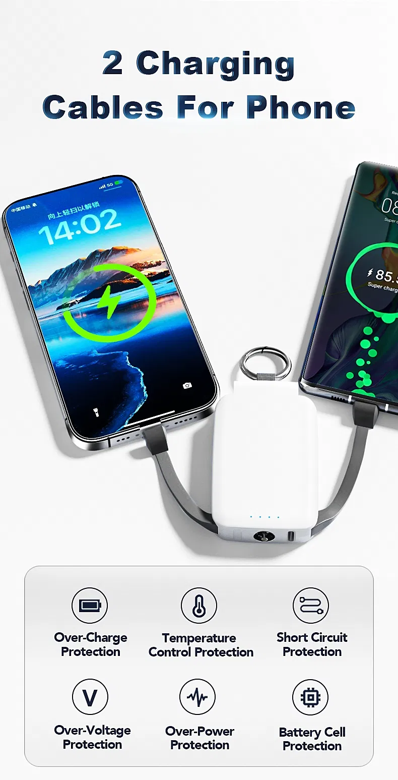 شعار مخصص 2 في 1 2000mAh 4000mAh بنك طاقة محمول صغير مع كابل للهاتف