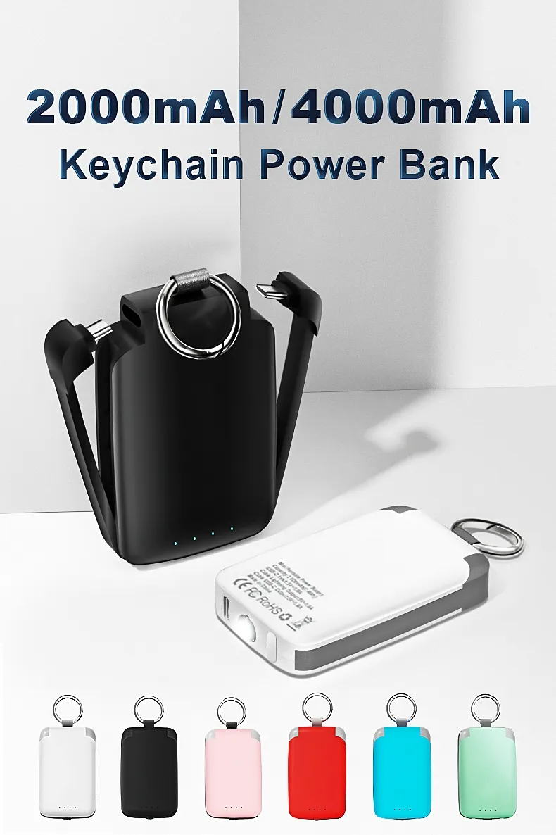 شعار مخصص 2 في 1 2000mAh 4000mAh بنك طاقة محمول صغير مع كابل للهاتف