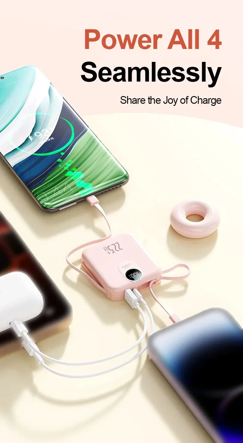 بنك طاقة سريع الشحن بالجملة بسعة عالية مع كابل مدمج 22.5W عرض رقمي محمول 2 بنك طاقة 10000mAh