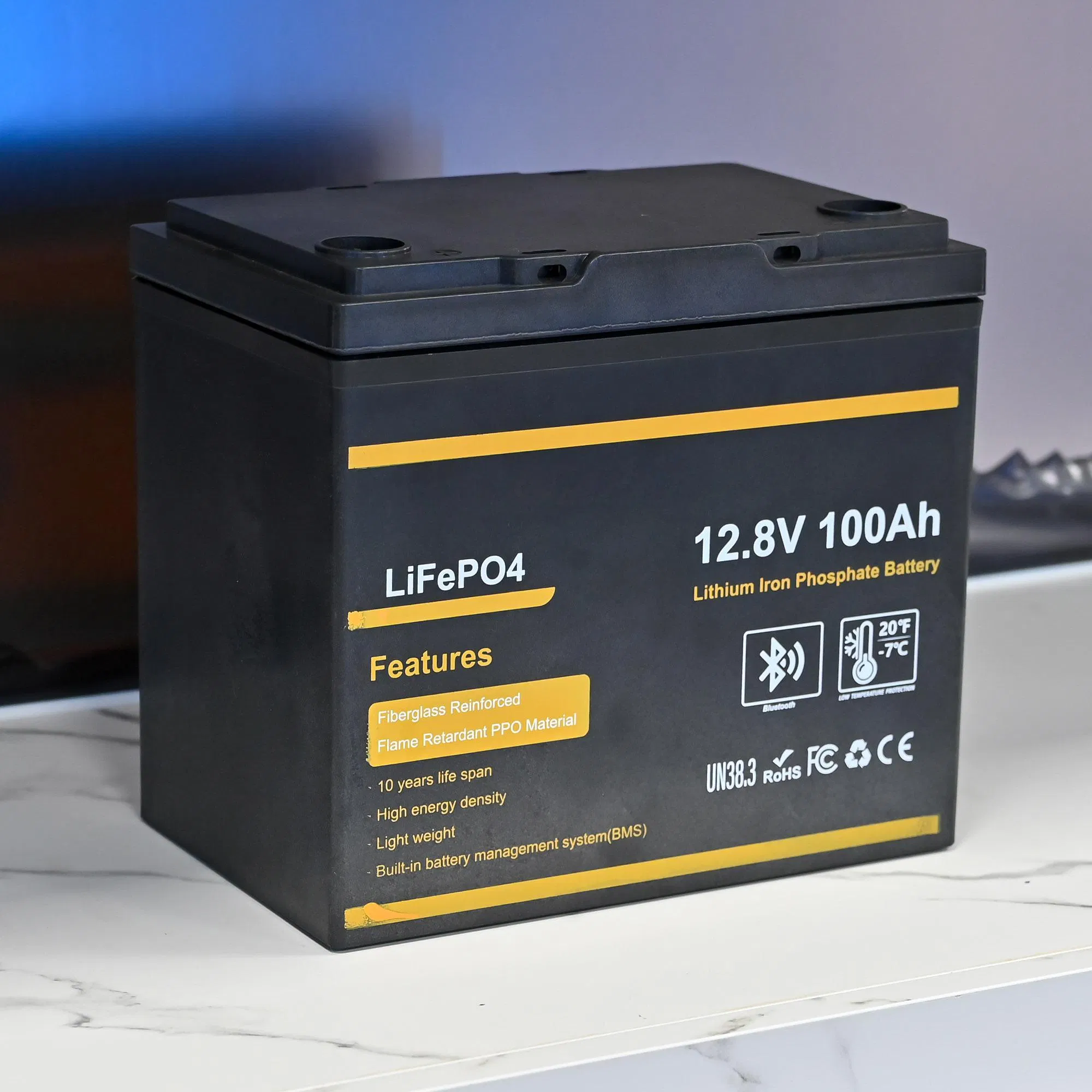 LiFePO4 12.8V 12V 50ah 100ah 200ah 300ah 400ah بطارية فوسفات الحديد الليثيوم لنظام الطاقة الشمسية لليخت