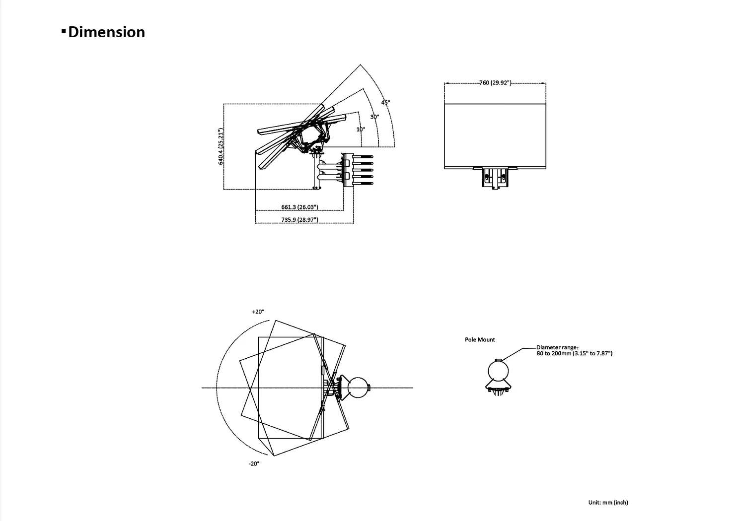 أبعاد وتصميم الطراز DS-2XS6K01-C36S80