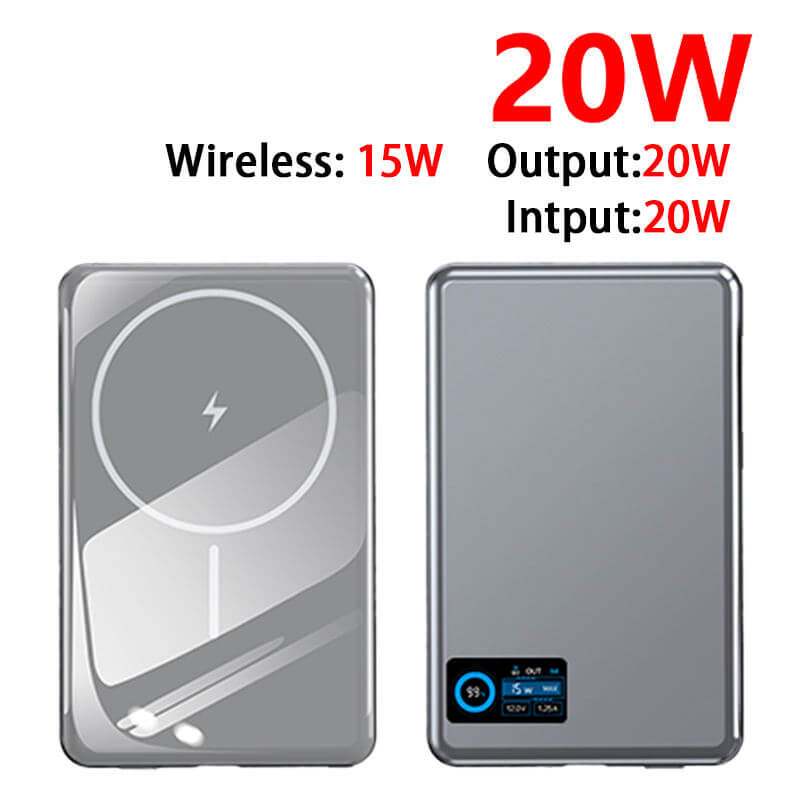 شاحن سريع مغناطيسي بنك طاقة لاسلكي شاشة ذكية TFT 20W ألمنيوم عالي السعة 10000mAh