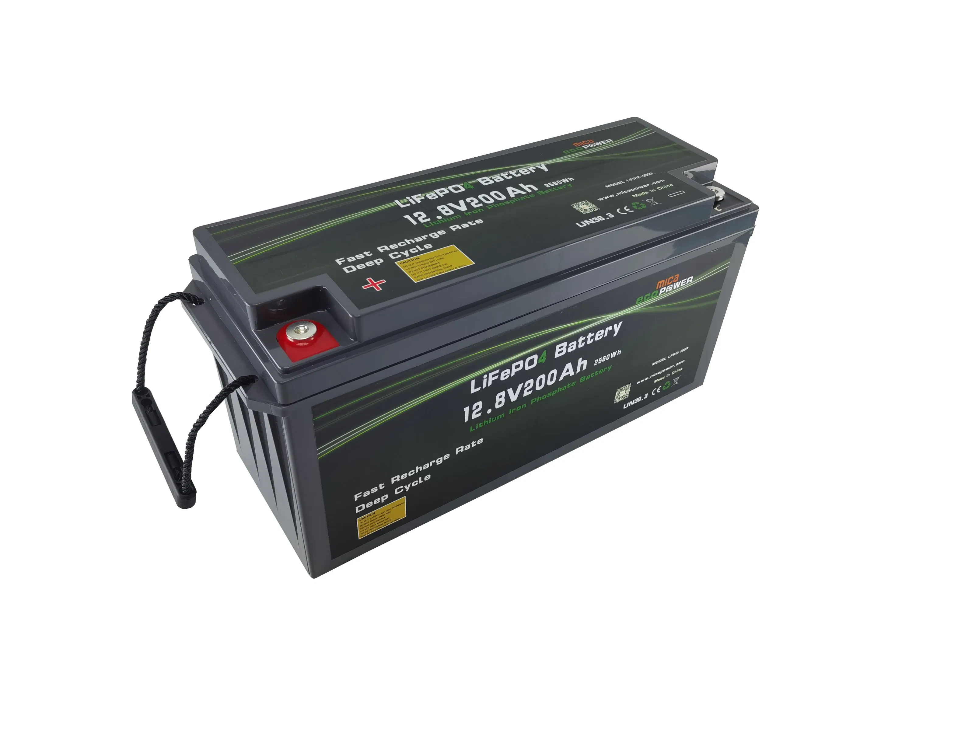 بطارية معتمدة CE/Un لأكثر من 6000 دورة 12V 200ah 2560wh بطارية فوسفات الليثيوم لشاحنة تخييم سيارة دراجة كهربائية شمسية قارب