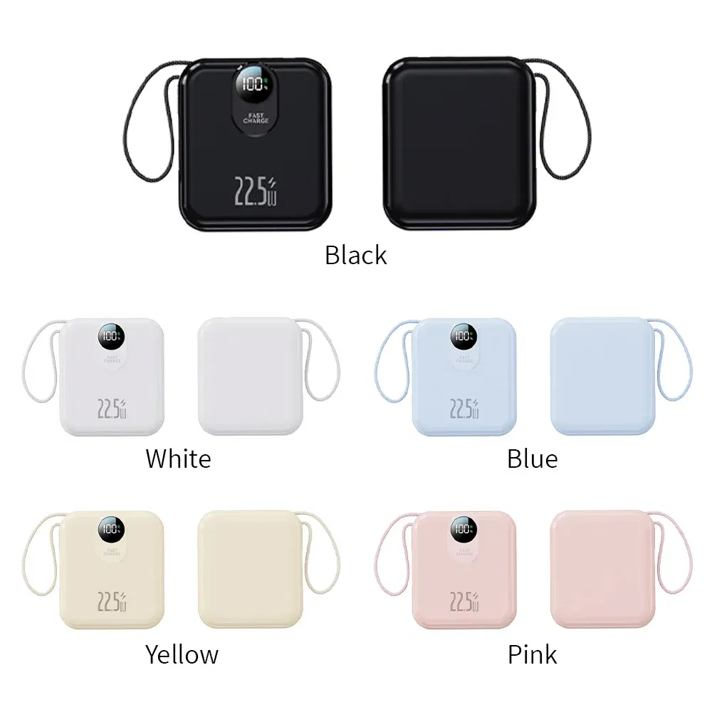 بنك طاقة سريع الشحن بالجملة بسعة عالية مع كابل مدمج 22.5W عرض رقمي محمول 2 بنك طاقة 10000mAh
