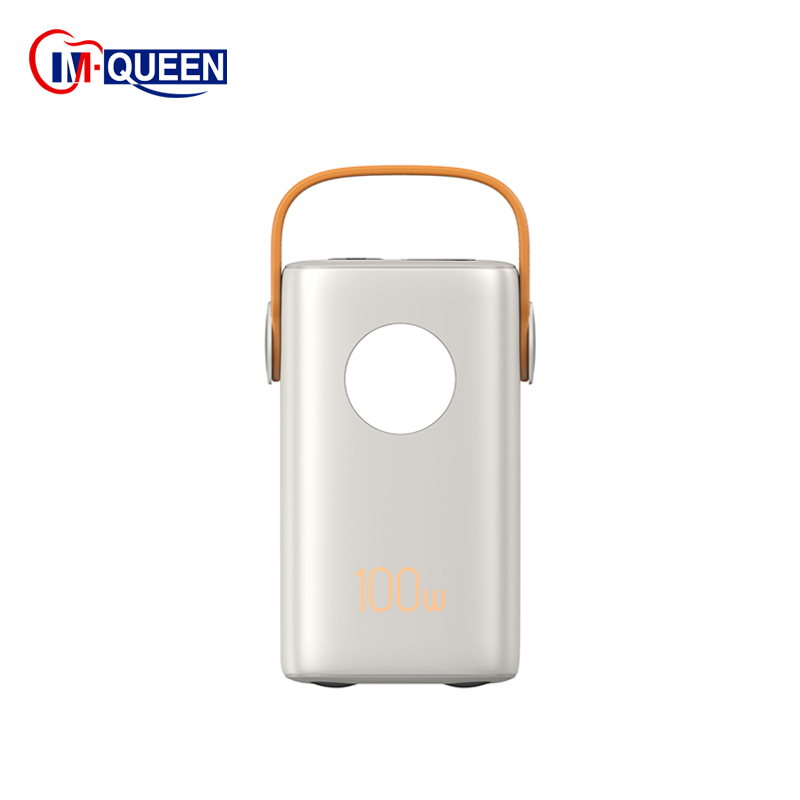 بنك طاقة محمول عالي السعة 40000mAh 60000mAh 100W 65W نوع C مخرجات USB مزدوجة مضاءة مدمجة حزام يدوي للاستخدام الخارجي