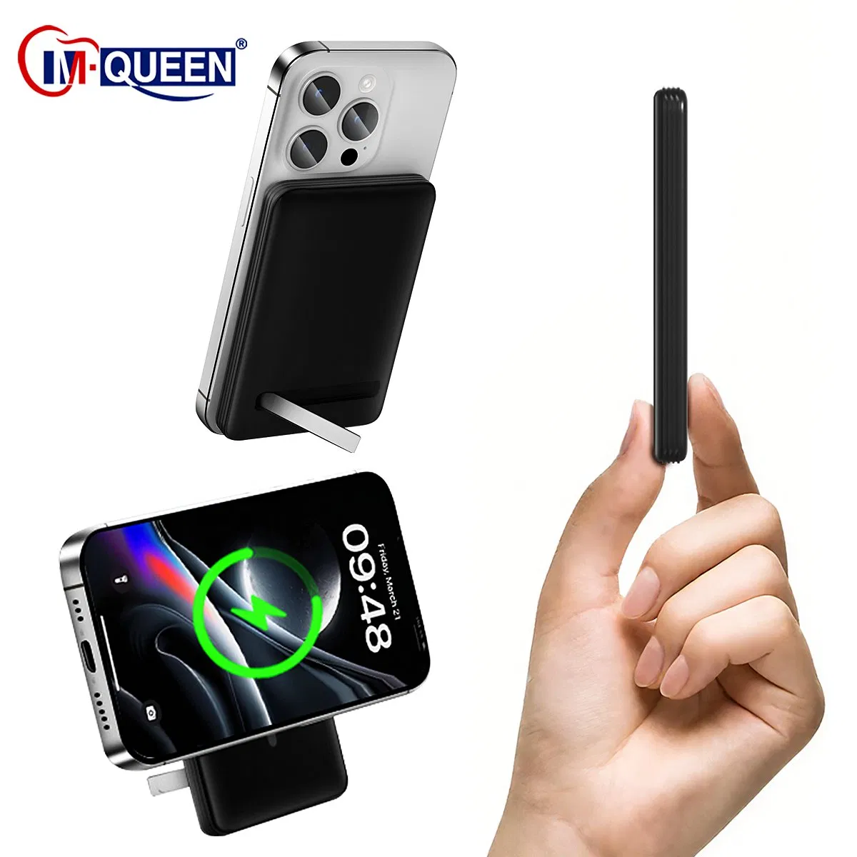 بنك طاقة لاسلكي مغناطيسي سريع الشحن مخصص بالجملة محمول 5000mAh 10000mAh مع حامل للشحن للهاتف