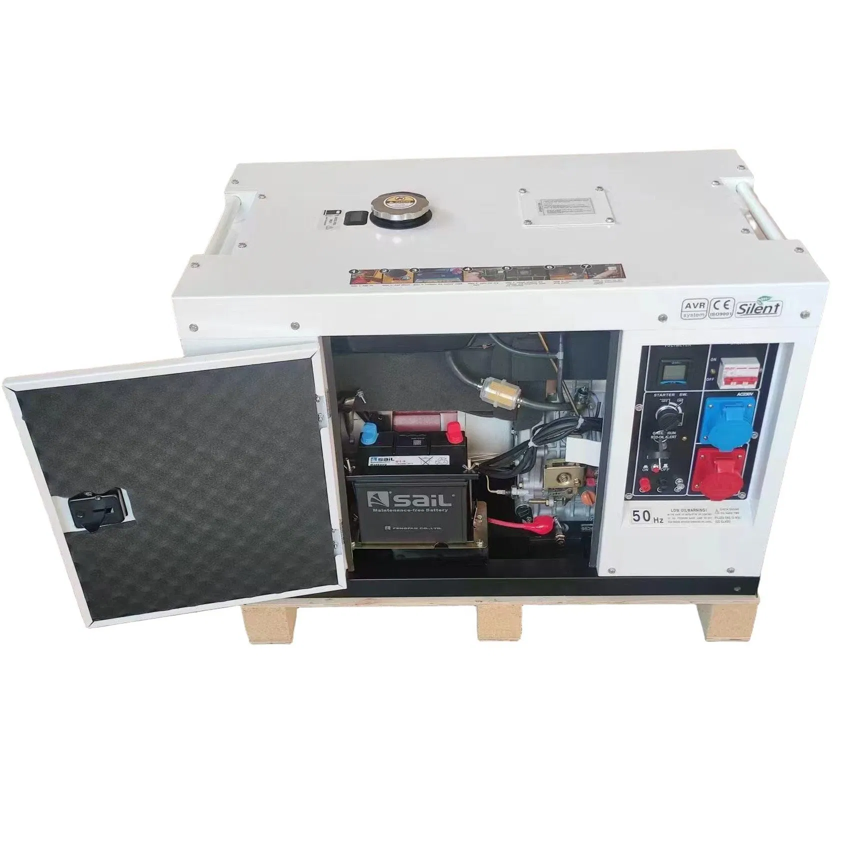 مولد ديزل محمول عالي الأداء 9kw 9kVA 11kVA مولد كهربائي صامت 60Hz 50Hz مرحلة واحدة ثلاث مراحل 8kVA 10kVA 12kVA 15kVA للاستخدام كنسخة احتياطية في المنزل
