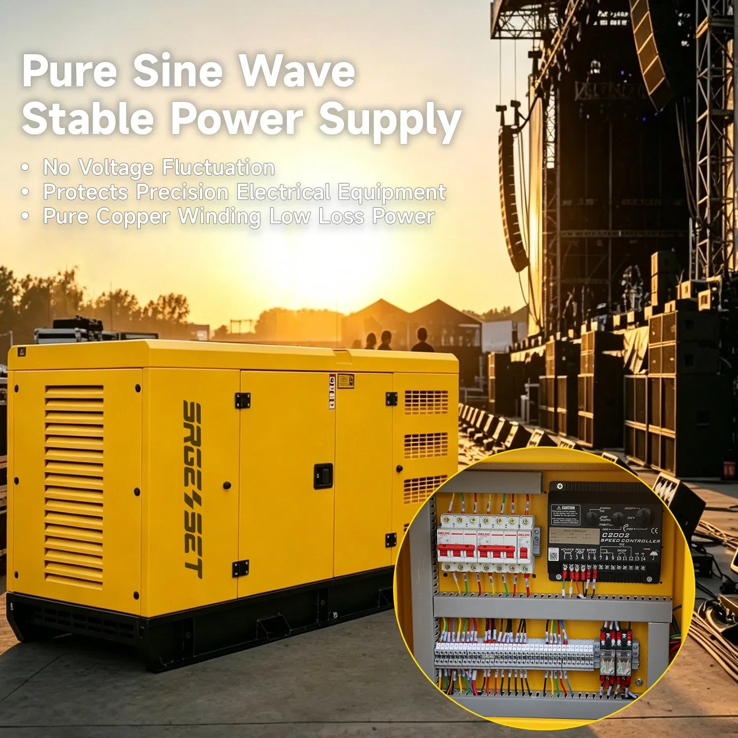 مولد احتياطي صناعي صامت 50kw مع مولد نحاسي كامل طاقة مستقرة