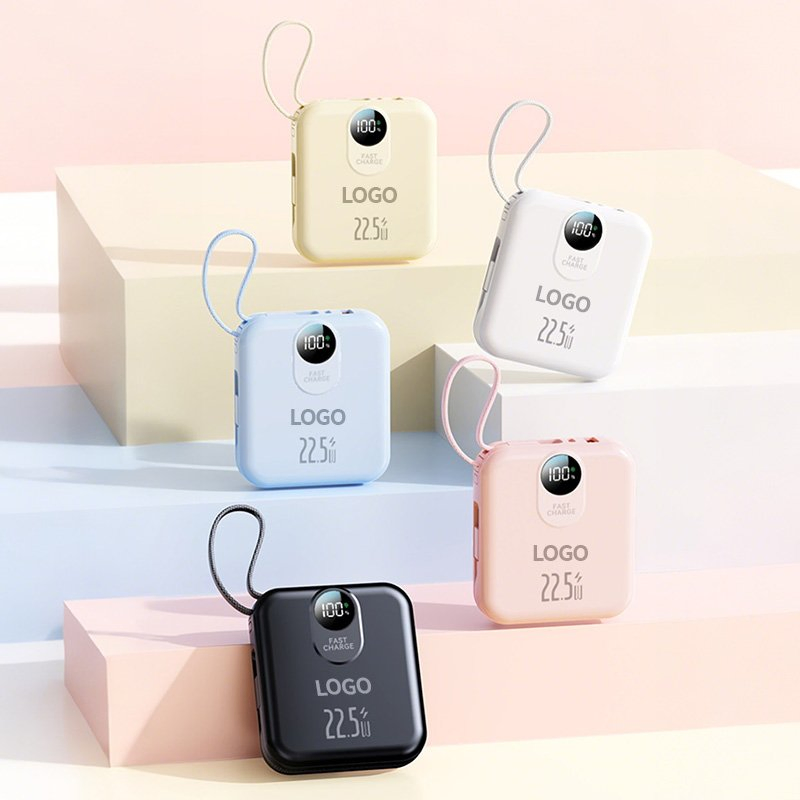 بنك طاقة سريع الشحن بالجملة بسعة عالية مع كابل مدمج 22.5W عرض رقمي محمول 2 بنك طاقة 10000mAh