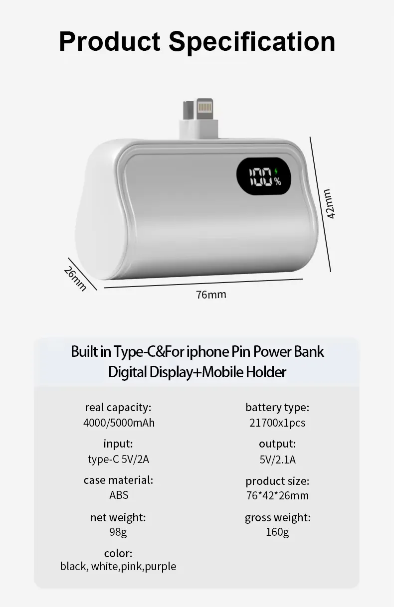 شعار مخصص بنك طاقة صغير فائق النحافة محمول في الهواء الطلق 5000mAh