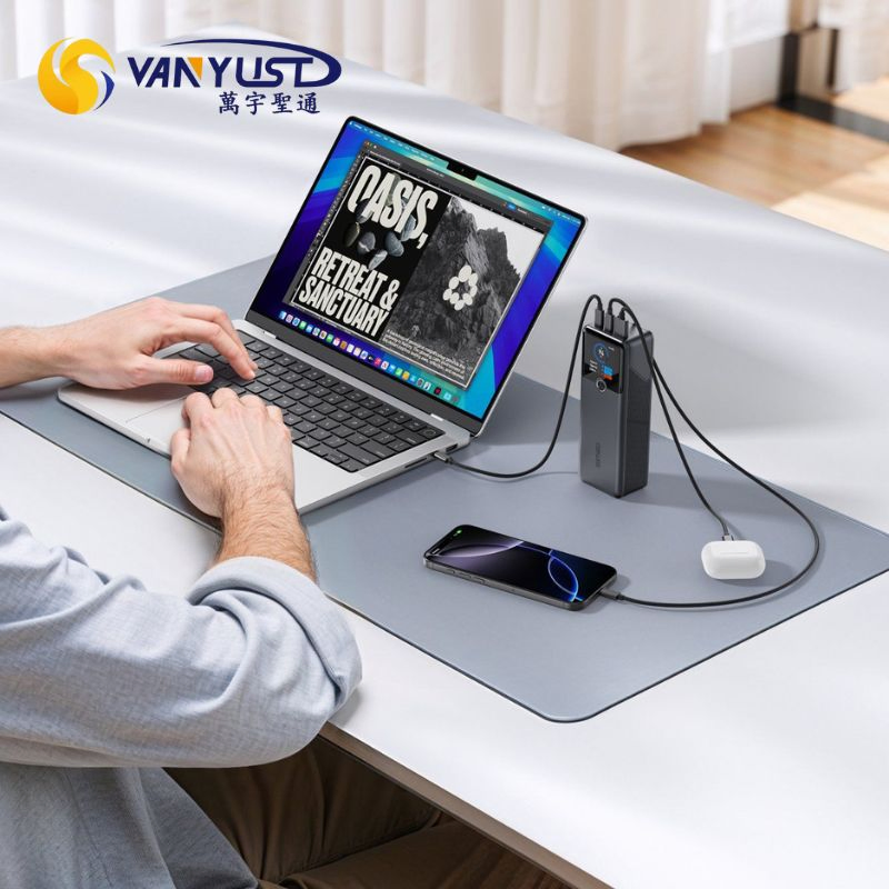 البنك 140W 20000mAh بنك طاقة عالي السعة شحن فائق السرعة شاحن محمول شاشة ذكية TFT بنك طاقة للكمبيوتر المحمول المحمول مع شهادة CCC 3c