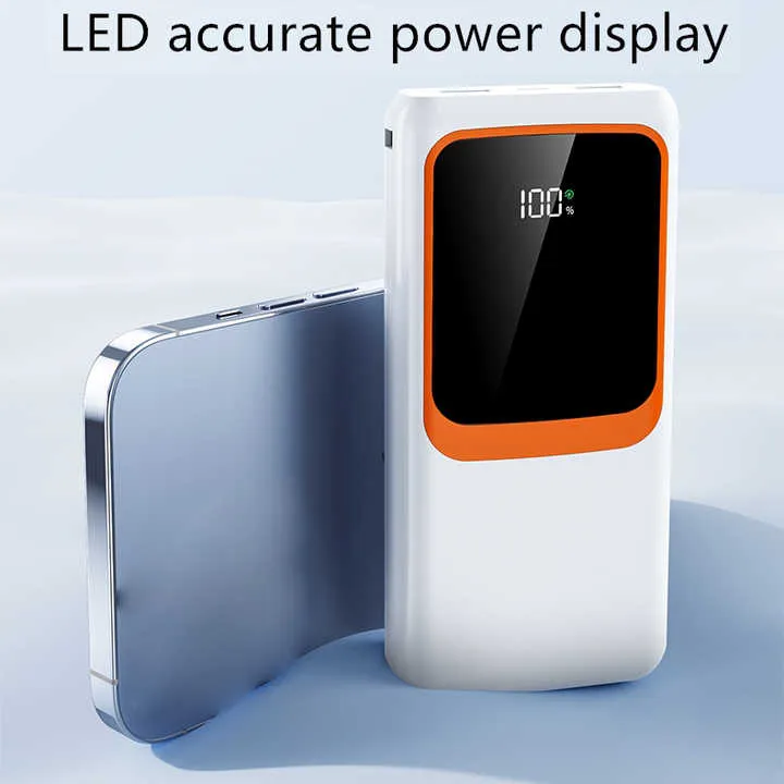 بنك طاقة عالي السعة مع حبل ومؤشر LED كبير