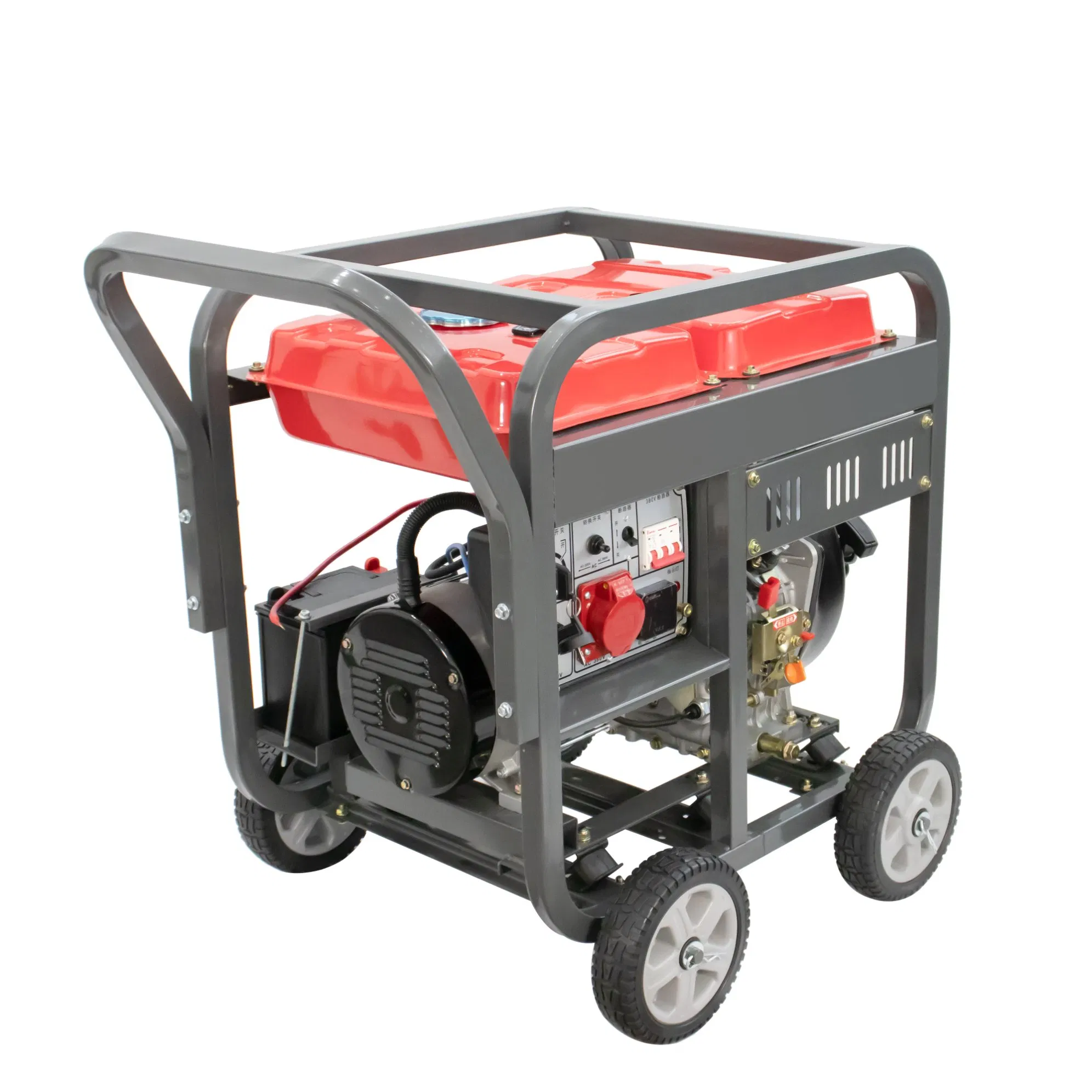 استخدام الطوارئ في الهواء الطلق 7kw 192f محرك 9.5HP طاقة ثلاثية الطور مولد كهربائي بدون فرشاة طاقة محرك طاقة ديزل إطار مفتوح مولد مجموعة 10kw 15kw