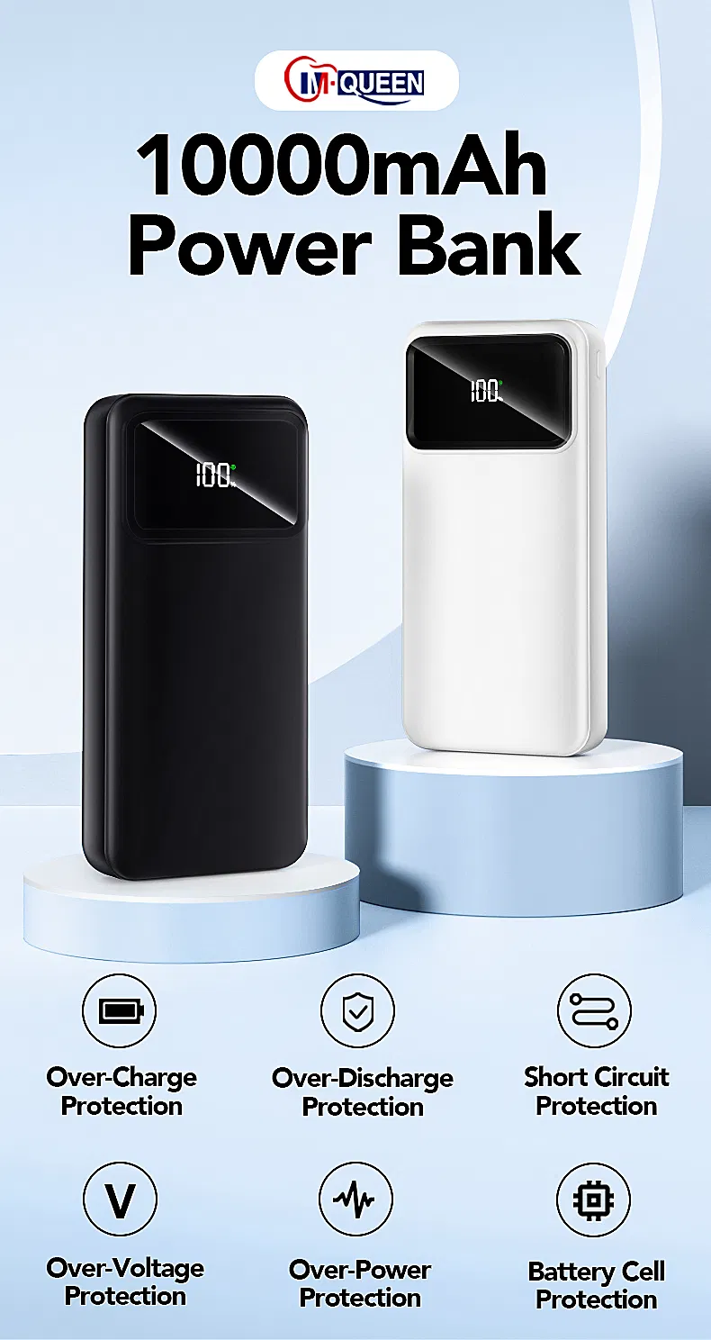 بنك طاقة محمول سريع الشحن بالجملة مع منفذين USB 10000mAh 20000mAh وكابلات لهاتف المحمول