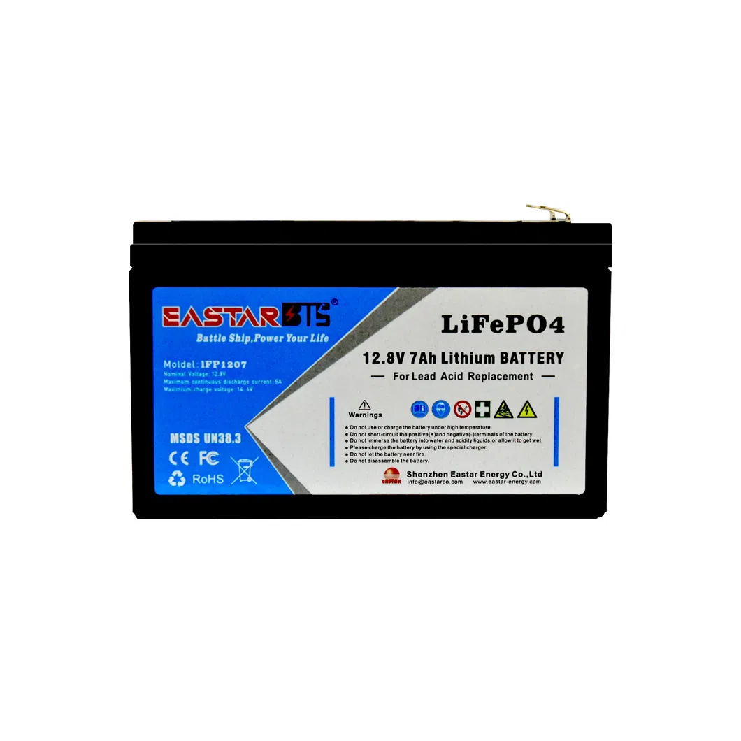 بطارية فوسفات الحديد الليثيوم القابلة لإعادة الشحن 12.8V 7ah بديل البطارية لبطارية الرصاص الحمضية