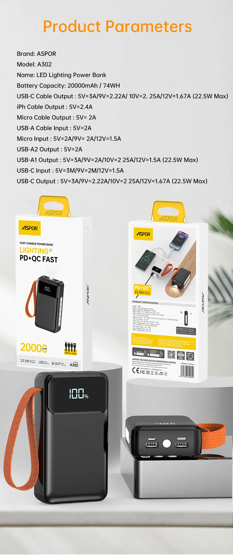 شاحن سريع 20000mAh