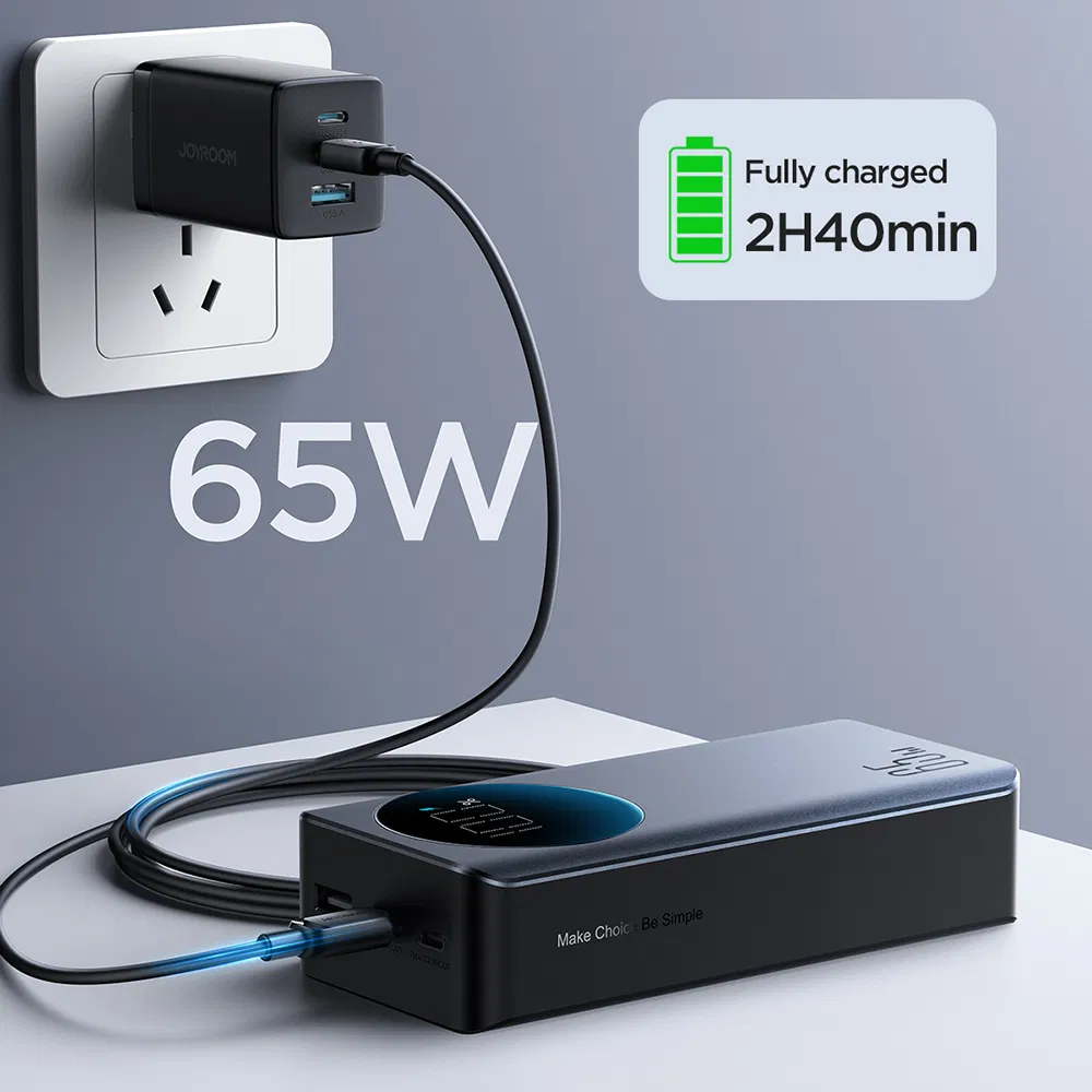 شاحن بطارية محمول عالي الجودة 65W شاحن سريع للغاية 30000mAh بنك طاقة بشاشة رقمية